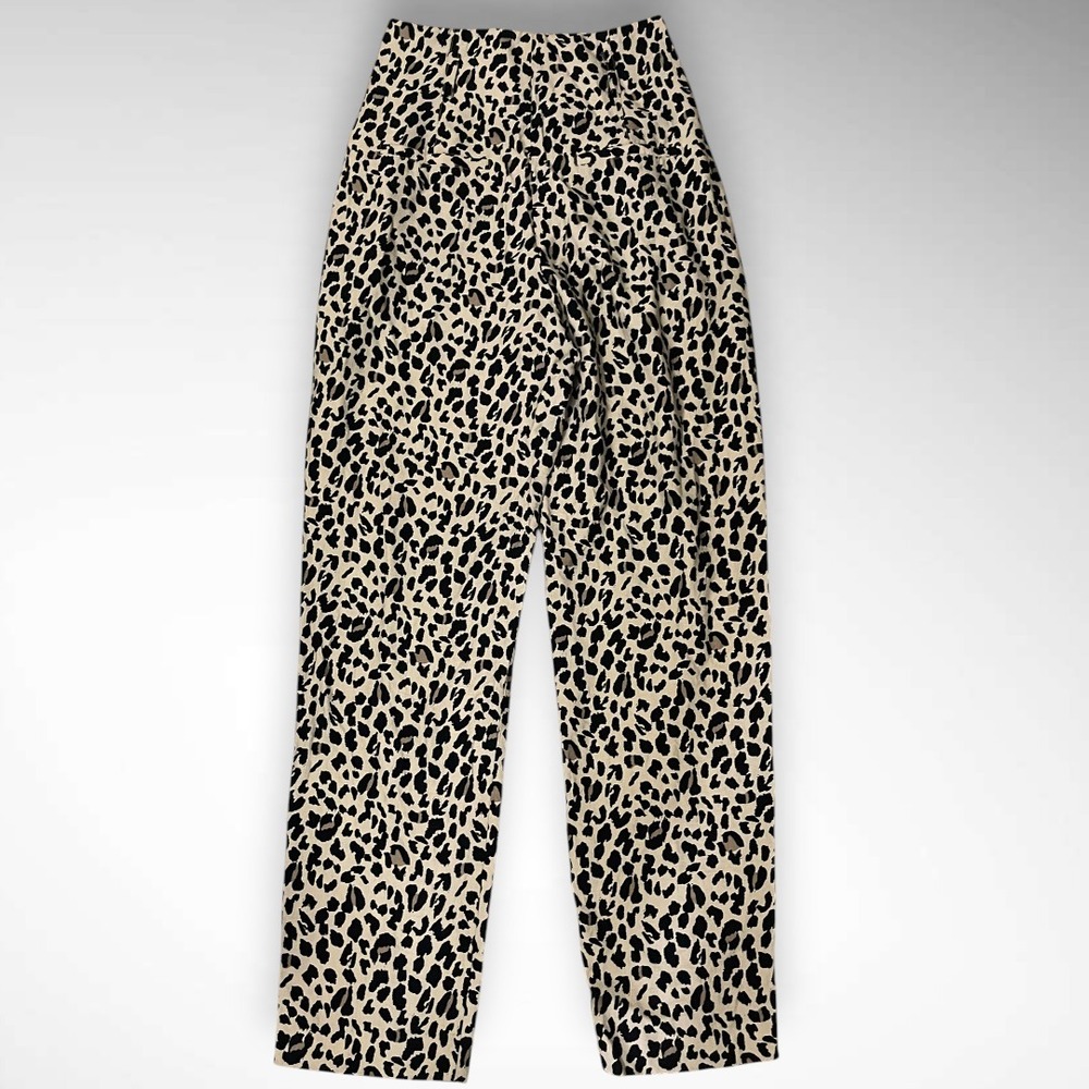 ZARA Women's Leopard Print High Waisted Wide-Leg Animal Print Trousers | EUC